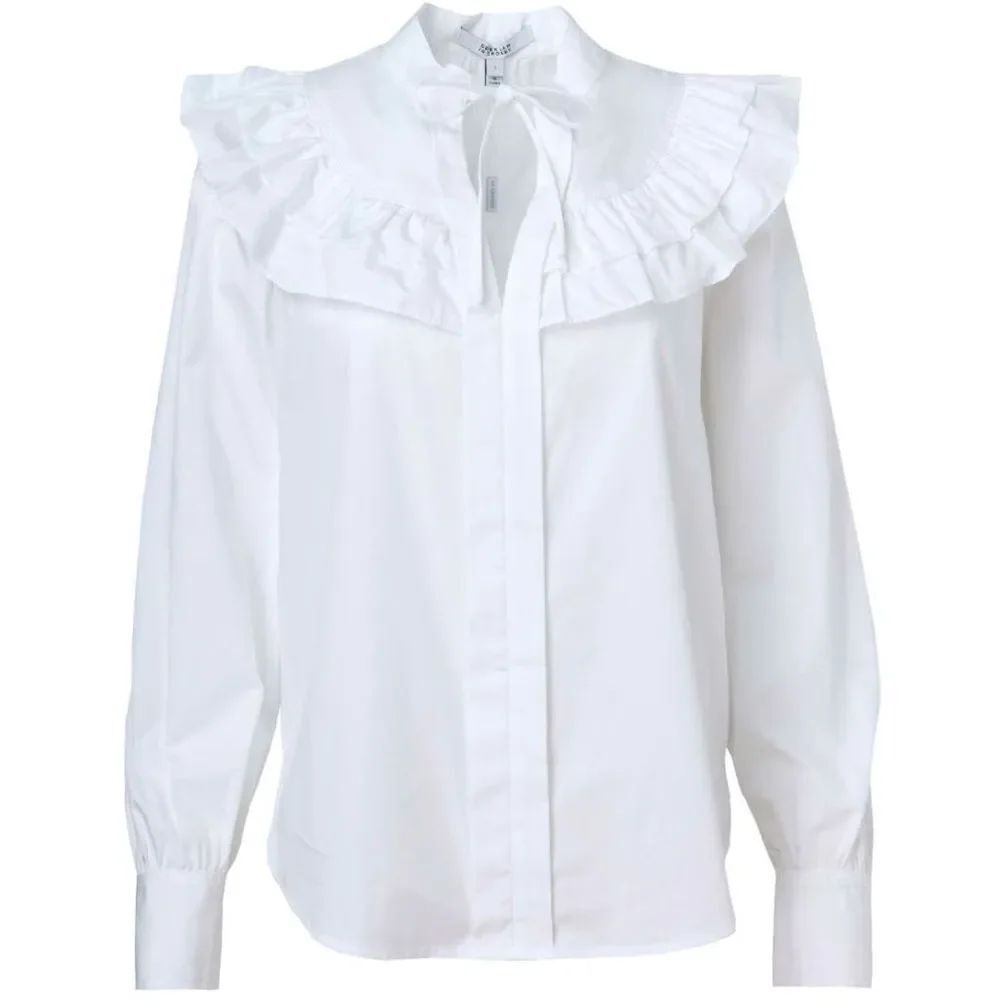 NWT Derek Lam Renee Long Sleeve Ruffle Button Down White Blouse - Picture 6 of 14
